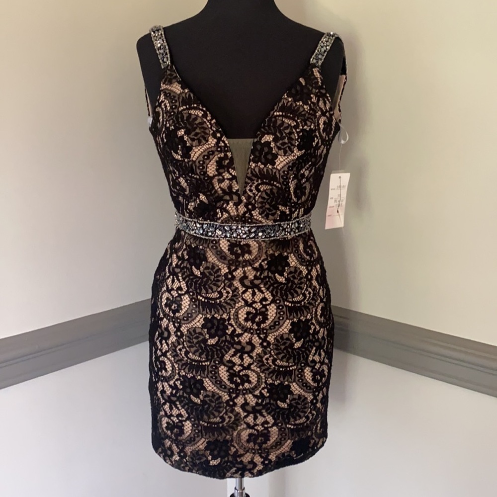 Lace beaded formal prom Hoco dress